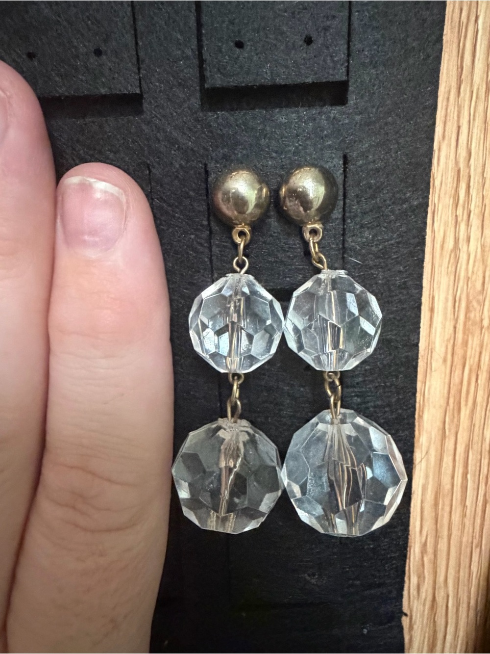 Gold-Tone and Clear Double Crystal Drop Earrings